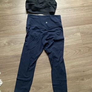 Athleta Navy High-waisted leggings and black sports bra bundle